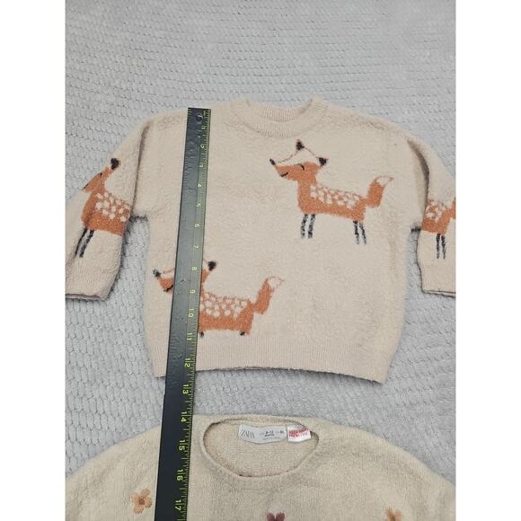 Zara Sweater Babygirls 9/12 Months Floral Print & Foxes - Picture 2 of 6